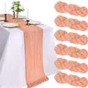 6 Pack 10FT Peach Cheesecloth Table Runner 120 Inch Long Gauze Rustic Boho Cheese Cloth Table Runner Sheer Fabric for Wedding Party Birthday Bridal Baby Shower Centerpiece Home Decor