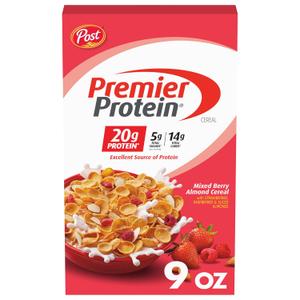 Premier Protein Mixed Berry Almond Breakfast Protein Cereal, 9 oz Box (EXP 08/18/27)