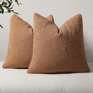 Textured Boucle Euro Pillow Covers 26x26 Camel for Bed Couch Sofa Living Room, Pack of 2 Large Square Soft Accent Decorative Throw Pillow Cases (Covers ONLY) Textured Boucle Euro Pillow Covers 26x26 Camel for Bed Couch Sofa Living Room, Pack of 2 Large Square Soft Accent Decorative Throw Pillow Cases (Covers ONLY)