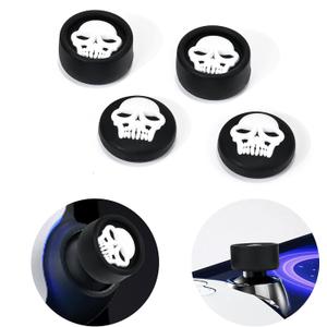 DLseego Thumb Grips Caps for PlayStation Portal Remote Player, Full Protection Anti-Slip & Anti-Scratch Anti-Fingerprint Protective Cartoon Button Cap Cover 4 Thumb Stick Caps - Black Skull