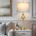 Cinyirong 28.75" Gold Table Lamps for Living Room,Touch Lamps for Bedrooms Set of 2 - Nightstand Table Lamp with USB C+A, 3 Way Dimmable Bedside Lamps End Tables, Antique Brass