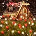 OZS 6Pack Total 48LED Solar Garden Lights Christmas Fairy Outdoor - Solar Firefly Lights Fairy Outdoor, Sway by Wind, Waterproof for Pathway Patio Yard Christmas Decorations(Red&White)