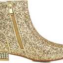 FIFSY Women Sequin Ankle Boots Low Heel Sparkly Glitter Booties