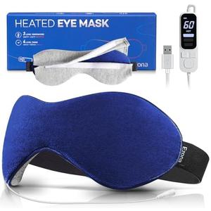 Ezona Heated Eye Mask, Warm Eye Compress Mask for Dry Eyes, USB Electric Eye Heating Pad with Temperature & Timer Control, Dry Eye Mask for Blepharitis, Sinus Migraine (Indigo)