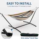 Double Hammock with Steel Stand - 2 Person Hammock Bed Indoor Outdoor, Brazilian-Style, with Carry Bag, 450lb Capacity, Portable & Easy Assembly, Coffee