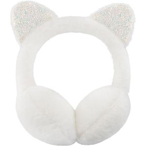 XIAOHAWANG Winter Earmuffs for Kids Girl Warm Ear Muffs Baby Boy Plush Padded Ear Warmer (One Size, C-white)