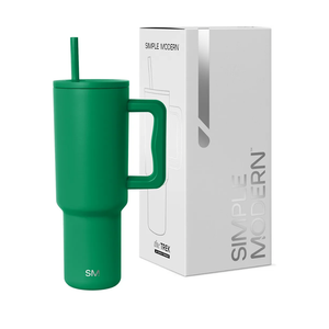 Simple Modern 40 oz Trek Tumbler with Handle and Lid, Cup Holder Friendly Insulated Stainless Steel Travel Mug, Kelly Green