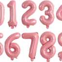 TONIFUL Number Balloons 16 Inch Light Pink 0-9 Number Mylar Foil Balloons 10 Pcs Custom Digital Balloons for Birthday Party Engagement Graduations Anniversary Baby Shower Decorations Party Supplies