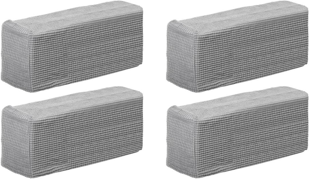 Homoyoyo 4PCS Armrest Covers Stretch Armchair Slipcover Protector Anti- Stain Washable Furniture Protector Arm Covers for Chairs Sofa Recliner Sofa Couch (Light Grey)
