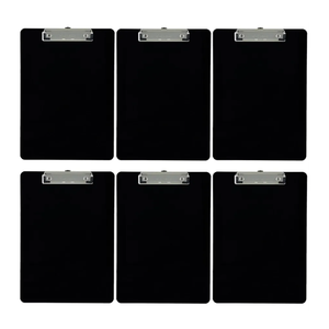 Trade Quest Plastic Clipboard Opaque Color Letter Size Low Profile Clip (Pack of 6) (Black)