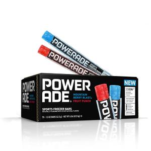 POWERADE Sports Freezer Bars, 1.5 oz, Refreshing Ice Pops with Electrolytes B Vitamins, Naturally Flavored with Other Natural Flavors, Mountain Berry Blast and Fruit Punch, 70 Count, Expiry: 09/30/26