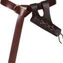 Medieval Knight Sword Holster with Pu Leather Waist Belt Dagger Frog Scabbard Viking Pirate LARP Rapier Holder Cosplay