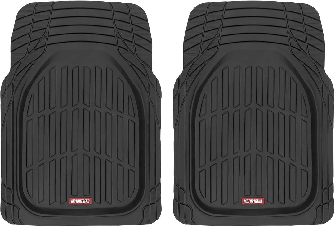 Motor Trend -1 Piece Front Car Floor Mats- Black FlexTough Contour Liners-Deep Dish Heavy Duty Rubber Floor Mats for Car SUV Truck & Van-All Weather Protection, Universal Trim to Fit