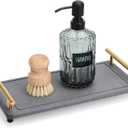 Segbeauty 12x6 Bathroom Counter Tray, Quick Dry Water Absorbing Stone Drying Tray with Handle, Fast Drying Diatomaceous Bathroom Tray Soap Dispenser Organizer Drying Stone Kitchen Bathroom Countertop (Gray-gold)