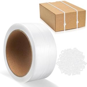 Banding Strapping, Pallet Strapping, Packaging Strapping Coil, 492' Length1/2 Width, Box Packing Tool Kit, Poly Plastic Packaging Tool and 100 Pcs Plastic Buckles Banding Strapping, Pallet Strapping, Packaging Strapping Coil, 492' Length1/2 Width, Box Packing Tool Kit, Poly Plastic Packaging Tool and 100 Pcs Plastic Buckles