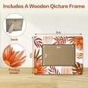 4"X 6" Floral Autumn Wooden Picture Frame, Fall Picture Frames for Tabletop Display Photo Insert, Gift For Friends, College, Home & Office Decoration & Supplies, Horizontal - A02