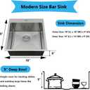 18x18 Inch Drop In Bar Sink, 18 Inch Small Kitchen Sink, Topmount Stainless Steel Small Kitchen Bar Sink for Laundry Wet Bar Prep RV Office Outdoor Yard with Dish Grid and Basket Strainer