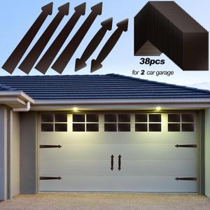 Ferraycle 38 Pcs Magnetic Garage Door Decoration Kit Include 32 Faux Windows 4 Faux Hinges and 2 Handles Magnetic Door Decorative Hardware Garage Door Magnets for 2 Car, Dark Brown(Square)