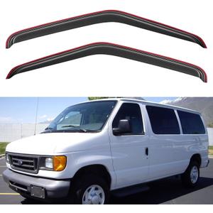 in-Channel Window Visors Rain Guards for 1992-2006 Ford E-150/E-250/E-350/E-450/E-550 Super Duty, Window Vent Wind Deflectors Visors Shades for 92-06 Econoline Cargo Van, 2PCS
