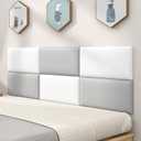 3D Anti-Collision Wall Padding for Kids, Peel and Stick Upholstered Wall Panels, Queen Headboard, Playroom Decorative Protection Wall Stickers, Pack of 2 Panels Sized 23.6 X 11.8 (White)