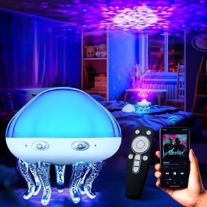 Galaxy Projector - Jellyfish Ocean Wave Projector, 3 in 1 Ceiling Projector with Night Light, White Noise, Aurora Light Projector with Remote for Bedroom Party Home Room Decor