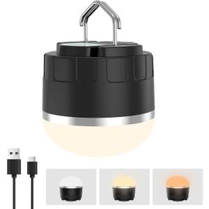 Rechargeable LED Camping Lantern 1000LM, TOHETO Portable Hanging Tent Light with 3 Colors Changing, Magnetic Base, Waterproof Emergency Hanging Light for Hurricane, Power Outages, Home, Hiking -Black
