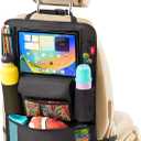 Helteko Car Seat Organizer, Ultra Version Kids Backseat Car Organizers and Storage, Waterproof Back Seat Protector Kick Mats with Tablet Holder 12 in, Car Accessories Interior and Travel Essentials. (Black)