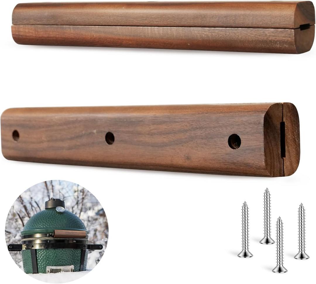 Wooden Handle Replacement, Green Egg Accessories, Compatible with X-Large and XX-Large Sizes, Includes Screws. (9" Walnut)
