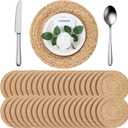 FoldTier 40 Pcs Round Placemats Bulk Plate Chargers Set 11.8 Inch Woven Placemat Rustic Braided Straw Rattan Charger Natural Water Hyacinth Place Mat for Wedding Party Table Single Tableware Use