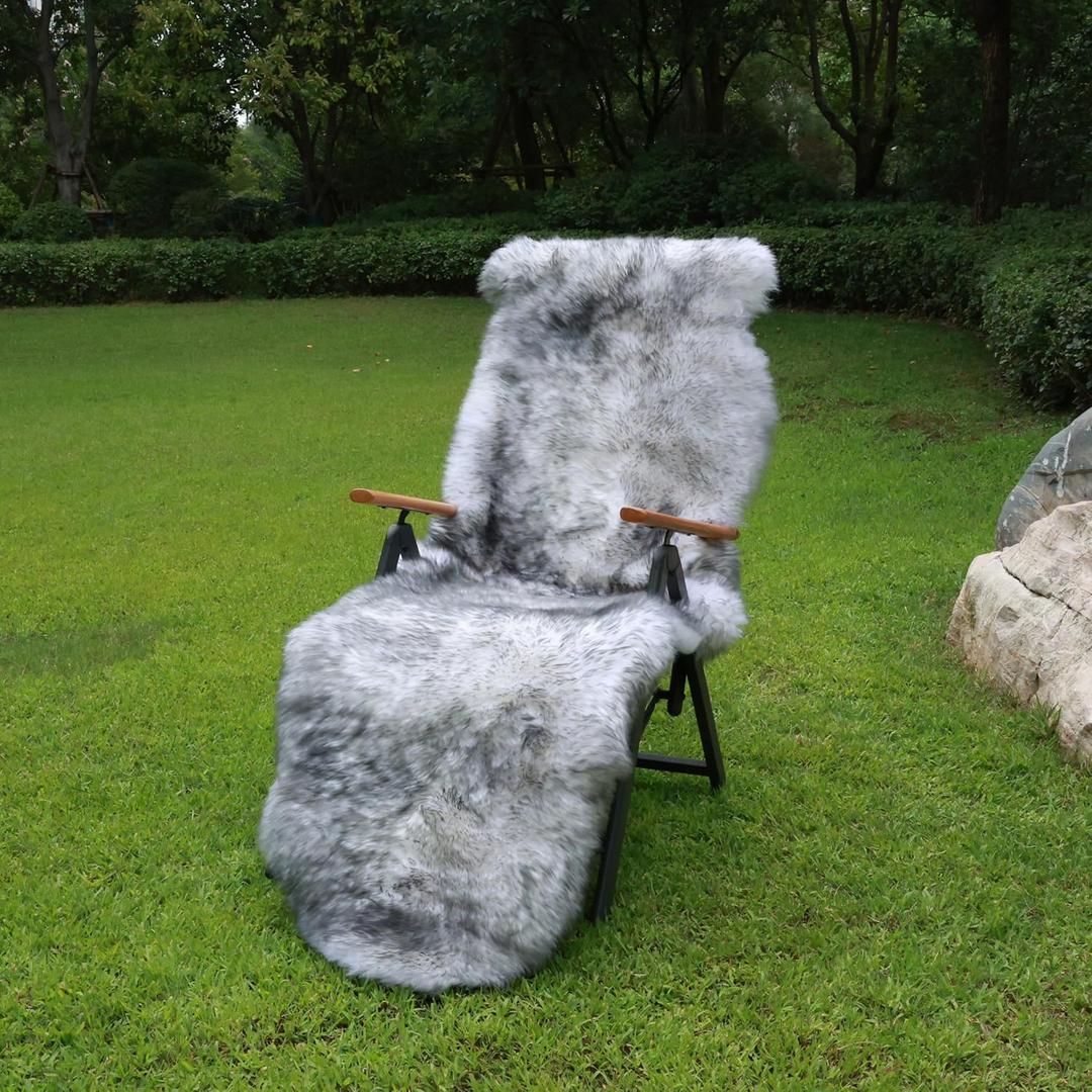 Sheepskin Rug, Fluffy Shag Area Rug, Super Soft 24 x 72 Sheepskin Hair Rug, Silver Grey Pile Rug, Decorative Throw Rugs for Bedrooms, Children's Rooms, Living Rooms (Silver Grey, 24" x 72")