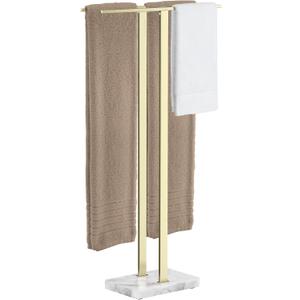 KES Standing Towel Rack with Marble Base, 37" H (Equal Height) Gold Towel Rack for Bathroom Floor, Towel Rack Stand Fits Large Bath Towel, 18/8 Stainless Steel, BTH229-BZ