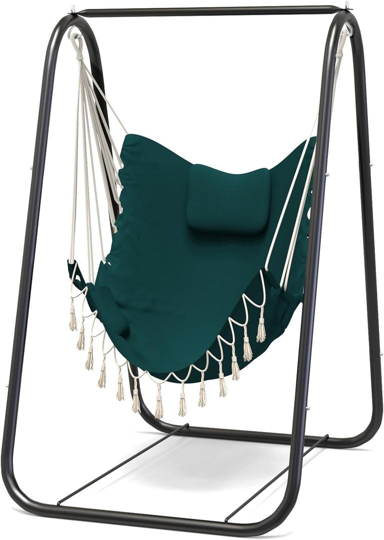 G TALECO GEAR Hammock Chair with Stand,Heavy-Duty and Rustproof Hanging Chair with Stand,Hammock Swing Chair Stand,for Indoor Outdoor Patio Yard Garden Porch (Green)