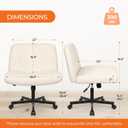 Orange Factory Criss Cross Chair Wheels Wide Cross Legged Office Desk Vanity Chair Comfy Fabric Armless Adjustable Swivel for Home Computer Task (Beige Wheel, Fabric), 35.6 Inches X 25.5 Inches X 20 Inches