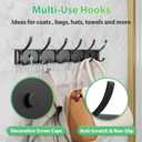 Coat Rack Wall Mount with 6 Hooks (Black, 1 Pack), Heavy Duty Coat Hooks Wall Mount for Entryway, Bedroom, Closet, Wall Hooks for Hanging Hats, Bags, Purses