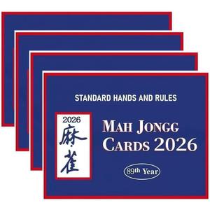 2026 Mahjong Cards Official Revision, Large Print & Easy to Read, American Mahjong Reference Cards for Enthusiasts & Beginners, 4 Pack