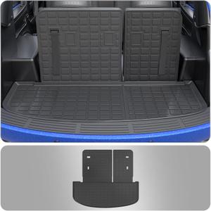 Cargo Mat Compatible with 2020-2025 Kia Telluride Trunk Mat Cargo Liner Trunk Liner TPE All Weather Back Seat Cover Protector 2024 Telluride Accessories (Trunk Mat with Backrest Mat)