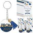 Pack of 2, Equsion 50 Sets Class of 2025 Graduation Prom Gifts Inspirational Keychain Motivational Congratulations Cards for Graduation Party (Blue)