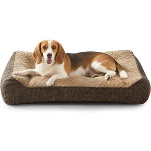 Dog Couch for Medium Large Dogs, Fluffy Pet Sofa Bed with Premium Soft Corduroy Fleece, Washable Cover, Supportive Cushion, Gray Pet Furniture, Brown, 35in