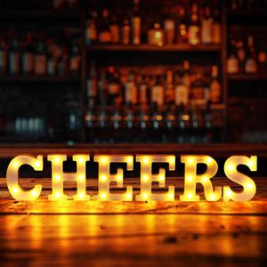 LED Cheers Sign for Home Bar 5 Pcs LED Marquee Light up Letters Battery Powered Cheers LED Sign for Wall Decor Bar Sign for Bachelorette Party Bar Beer Party (Warm White)