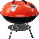 GasOne 14-inch Portable Charcoal Barbecue Grill with Thermometer – Red | 3-Point Locking Lid for Heat Preservation – Dual Venting System – Small Charcoal Grill for Backyard, Camping, Boat