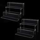 2-Pack Acrylic Perfume Organizer Stand, 4 Tier Cupcake Stand, Clear Display Riser Stand Shelf for Pop Figures, Acrylic Shelves for Cologne Spice Rack Kitchen Vanity