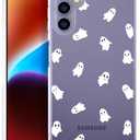 Compatible for Samsung Galaxy S24 Plus & S25 Plus Case for Women Cute Phone Funda Clear Design, S24+ / S25+ Cases Transparent Cool Kawaii Protective,Lovely Ghosts Halloween Hallowmas