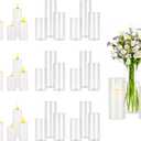 VEVOR Pillar Candles and Glass Vases Set 36 Pcs, Clear Cylinder Hurricane Candle Holders for Wedding Centerpieces, Tall Vase for Table Decor, Wedding Party, Thanksgiving,White (2.56" x 4.7",5.9",7.9")