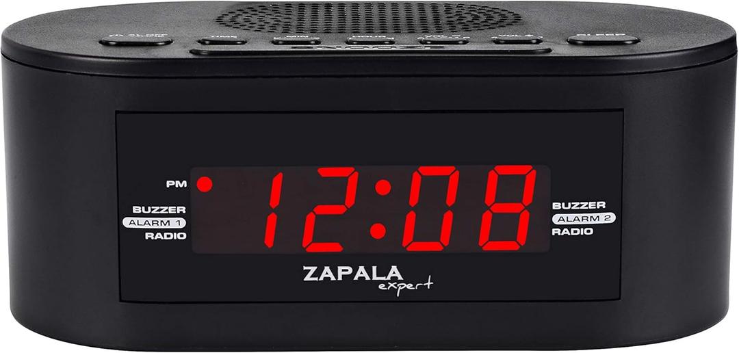 Alarm Clock Radio for Bedroom, 2 Alarms Clear LED Display Plug in Simple Basic Digital FM Clock Radio with USB Charging Port, Adjustable Volume, Snooze for Deep Sleepers Kids Elderly