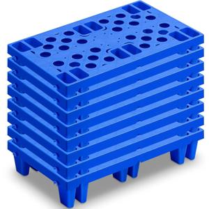 8 Pcs Plastic Pallets for Basement Storage Nestable Moisture Waterproof Lightweight Floor Pallets with Breathable Grid for Indoor Outdoor Supermarket Warehouse (19.6 x 11.8 x 3.9 Inch, Blue)