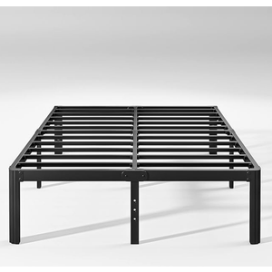 14in High Queen Bed Frame No Box Spring Needed, Heavy Duty Metal Platform Bed Frame Queen Size with Round Corners, Easy Assembly, Noise Free, Black