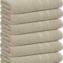 Looperry 6 Pack Small Bath Towel Set - 100% Cotton 23x46 Shower Towels in 450 GSM. Lightweight & Absorbent Quick Dry Gym Towel for Showering, Pet Drying, Spas & Salons. Terry Ringspun Towels (Beige)