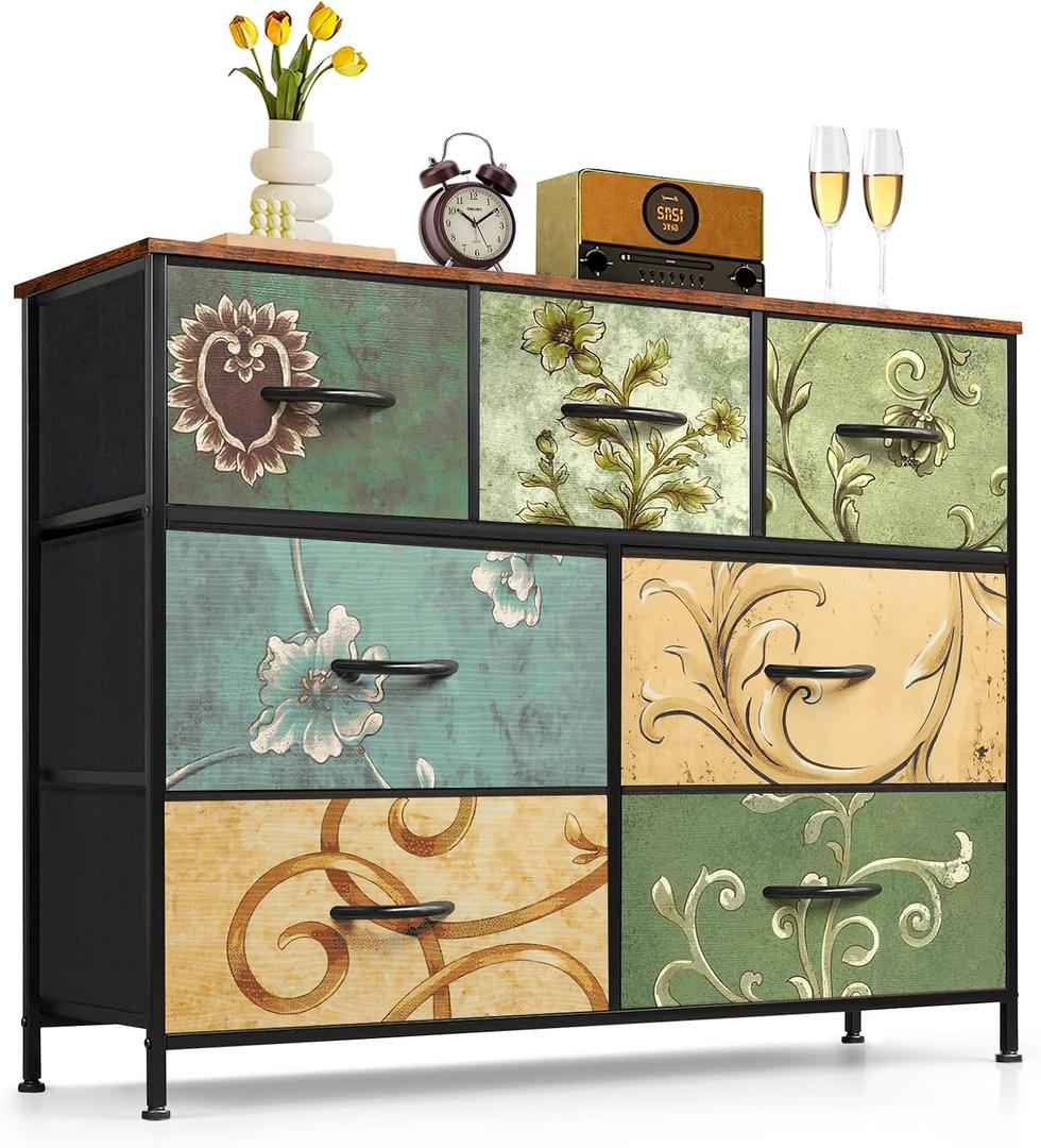 7-Drawer Dresser for Bedroom, Anti-Tip Wide Storage Organizer Fabric