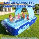 Inflatable Pool with Canopy for Adults, 118" x 69" Extra Large Blow Up Pool for Family Kids, Thickened Swimming Pool for Backyard Patio, 3-4 Mins Fast Inflation Pump Included, Duo-Tone, 118.2×69×22