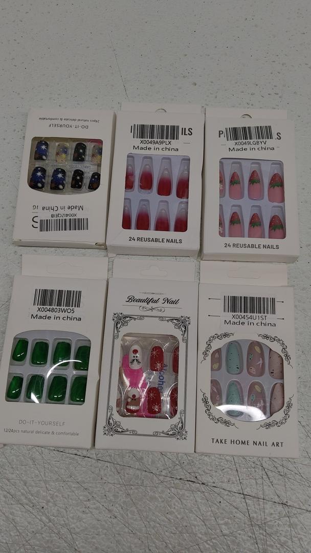 Pack Of 6,   24 Pcs Easter Press on Nails Almond Long Fake Nails Cute False Nails & Accessories with Easter Eggs Bunny Design Stiletto Nails Spring Reusable Stick on Nails Artificial Acrylic Nails for Women Girls